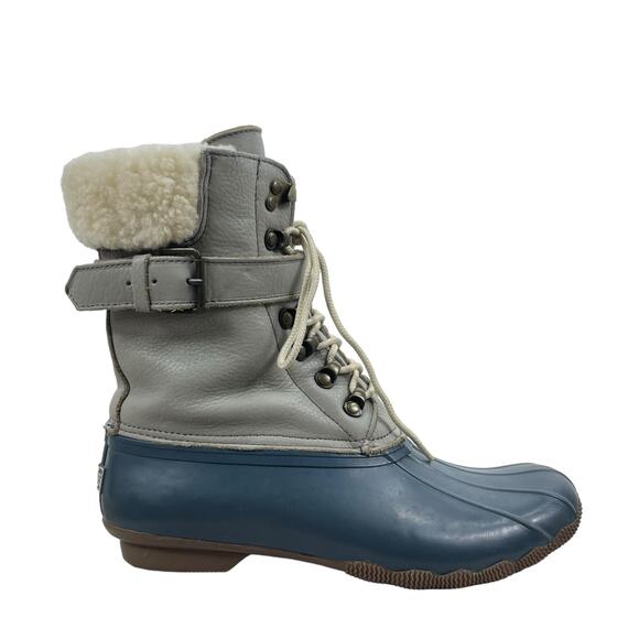 Sperry x J. Crew Shearwater Winter Duck Boots Gray Blue Size 9M - Picture 1 of 8